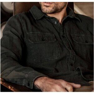 Buck Mason Button Up Shirt Double Weave Vintage Minimalist Black Sz S